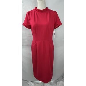 Maggy London Women's Ruffle Short Sleeve Slant Pocket Dress Sz. 10P $118 *NWT